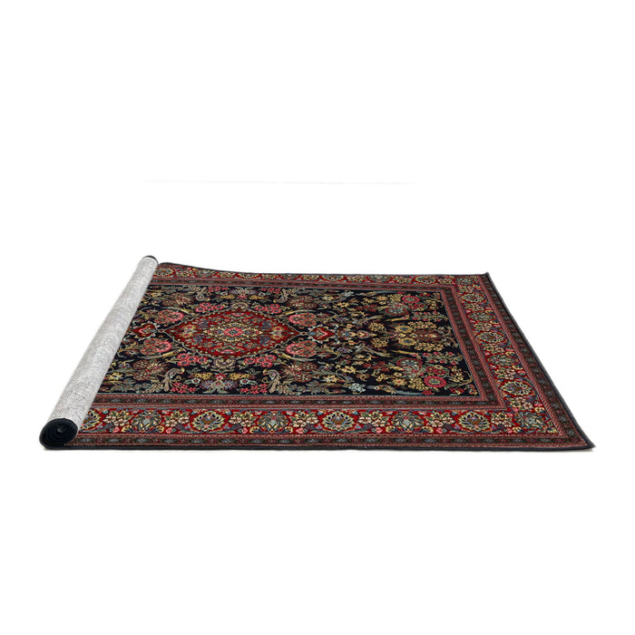 Sideview of Machine Washable Traditional Dark Almond Brown Rug, wshtr1719