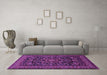 Machine Washable Medallion Purple Traditional Area Rugs in a Living Room, wshtr1719pur