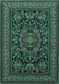 Medallion Turquoise Traditional Rug, tr1719turq