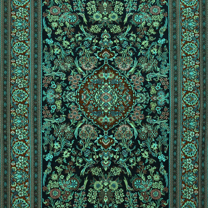 Medallion Turquoise Traditional Rug, tr1719turq