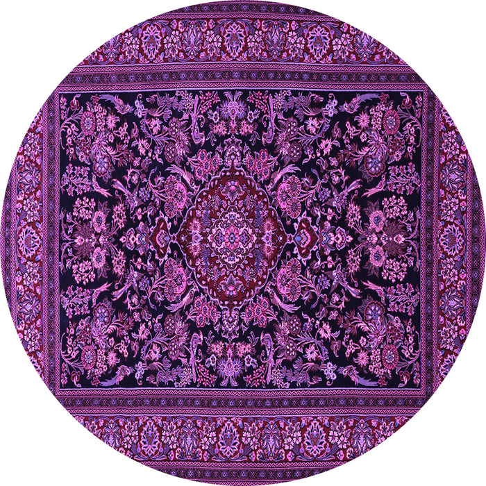 Round Medallion Purple Traditional Rug, tr1719pur