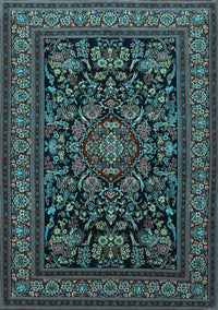 Medallion Light Blue Traditional Rug, tr1719lblu