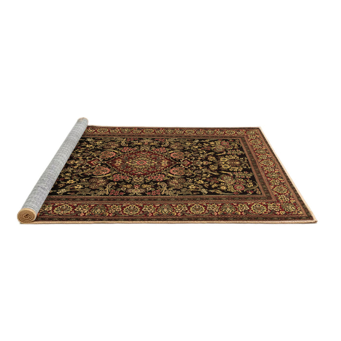 Sideview of Machine Washable Medallion Brown Traditional Rug, wshtr1719brn