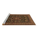 Sideview of Machine Washable Medallion Brown Traditional Rug, wshtr1719brn