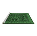 Sideview of Machine Washable Medallion Emerald Green Traditional Area Rugs, wshtr1719emgrn