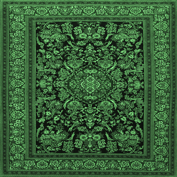 Square Medallion Emerald Green Traditional Rug, tr1719emgrn