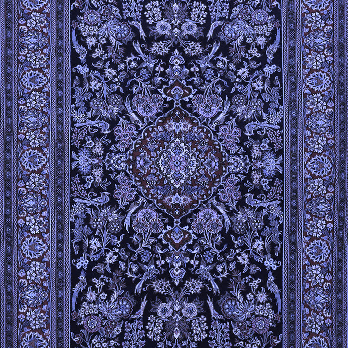 Machine Washable Medallion Blue Traditional Rug, wshtr1719blu