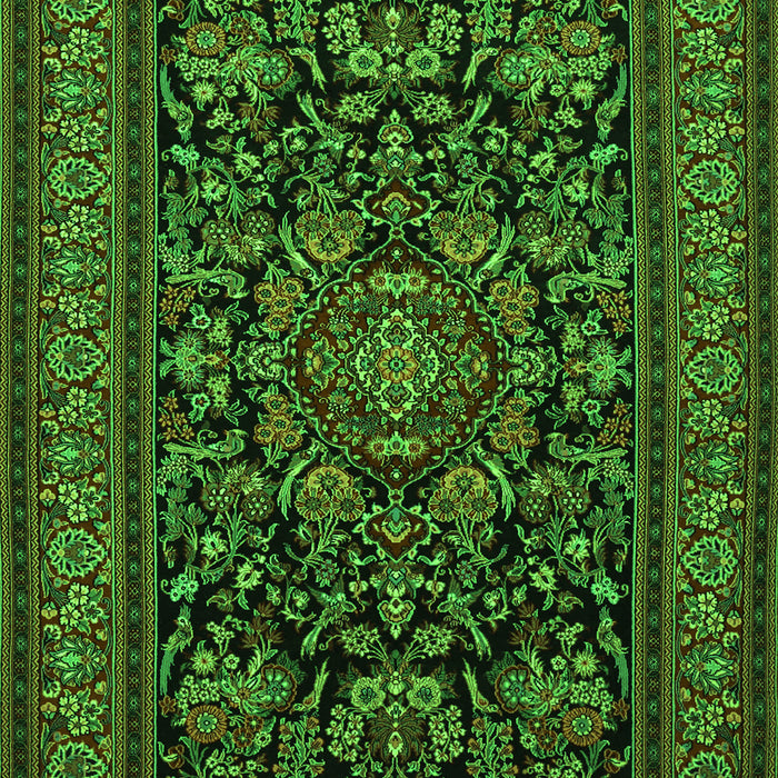 Medallion Green Traditional Rug, tr1719grn