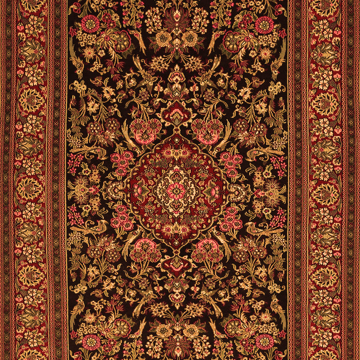 Serging Thickness of Machine Washable Medallion Orange Traditional Area Rugs, wshtr1719org