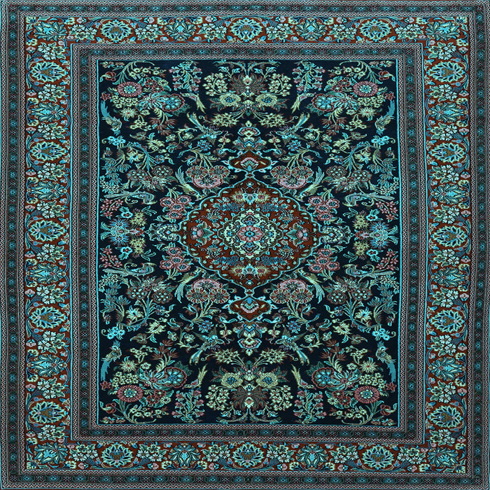 Square Medallion Light Blue Traditional Rug, tr1719lblu