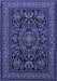 Medallion Blue Traditional Rug, tr1719blu