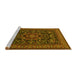 Sideview of Machine Washable Medallion Yellow Traditional Rug, wshtr1719yw