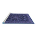 Sideview of Machine Washable Medallion Blue Traditional Rug, wshtr1719blu