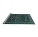 Sideview of Machine Washable Medallion Light Blue Traditional Rug, wshtr1719lblu