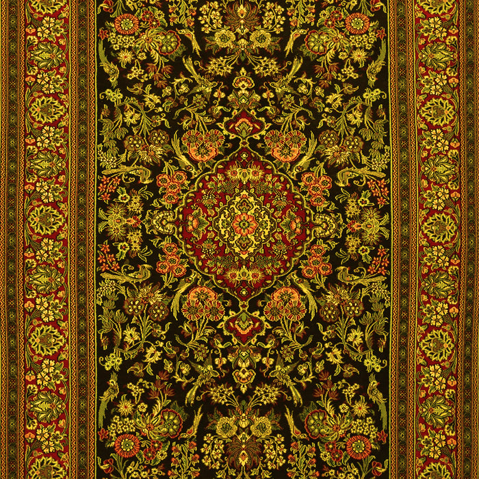 Medallion Yellow Traditional Rug, tr1719yw
