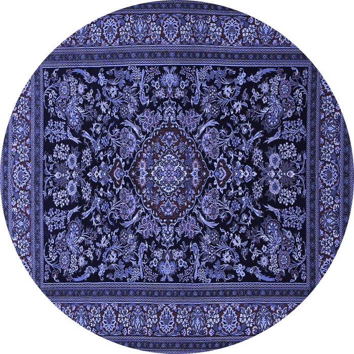 Round Medallion Blue Traditional Rug, tr1719blu
