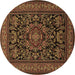 Round Medallion Brown Traditional Rug, tr1719brn