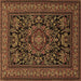 Square Medallion Brown Traditional Rug, tr1719brn