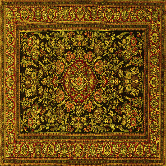 Square Medallion Yellow Traditional Rug, tr1719yw