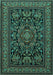 Machine Washable Medallion Turquoise Traditional Area Rugs, wshtr1719turq