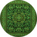 Machine Washable Medallion Green Traditional Area Rugs, wshtr1719grn