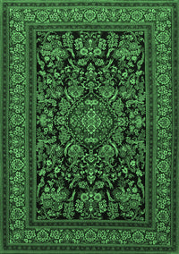 Medallion Emerald Green Traditional Rug, tr1719emgrn