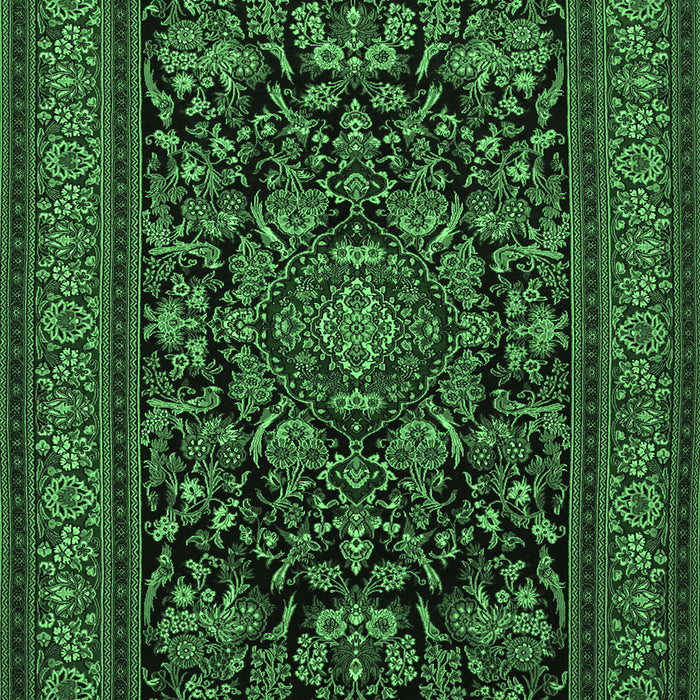 Medallion Emerald Green Traditional Rug, tr1719emgrn