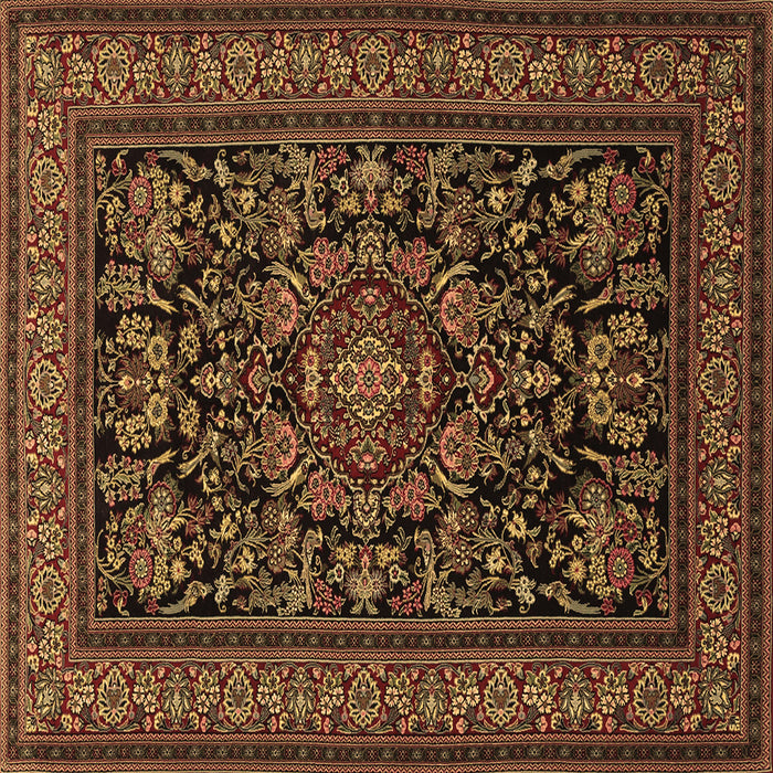 Square Machine Washable Medallion Brown Traditional Rug, wshtr1719brn