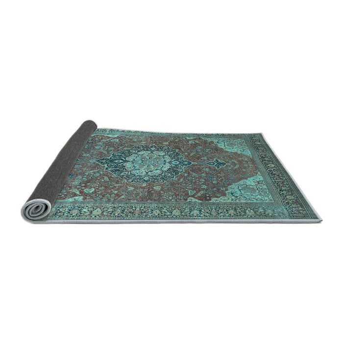 Sideview of Medallion Light Blue Traditional Rug, tr171lblu