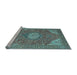 Sideview of Machine Washable Medallion Light Blue Traditional Rug, wshtr171lblu