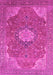 Machine Washable Medallion Pink Traditional Rug, wshtr171pnk