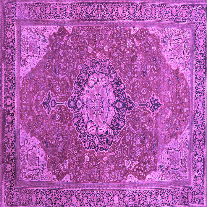 Square Machine Washable Medallion Purple Traditional Area Rugs, wshtr171pur