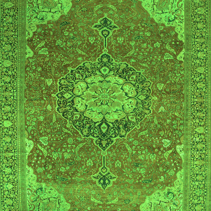 Serging Thickness of Machine Washable Medallion Green Traditional Area Rugs, wshtr171grn