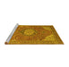 Sideview of Machine Washable Medallion Yellow Traditional Rug, wshtr171yw