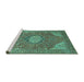 Sideview of Machine Washable Medallion Turquoise Traditional Area Rugs, wshtr171turq