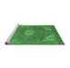 Sideview of Machine Washable Medallion Emerald Green Traditional Area Rugs, wshtr171emgrn