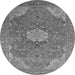 Machine Washable Medallion Gray Traditional Rug, wshtr171gry