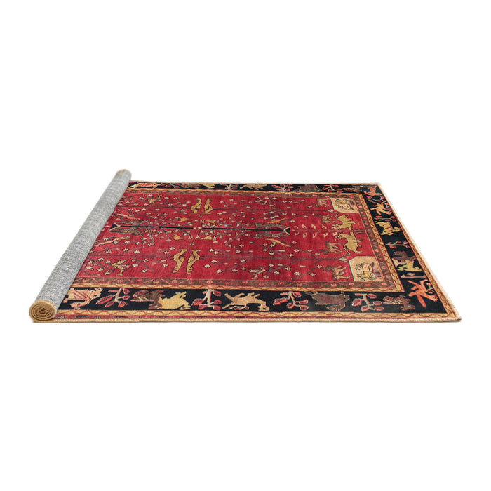 Sideview of Machine Washable Traditional Red Rug, wshtr172