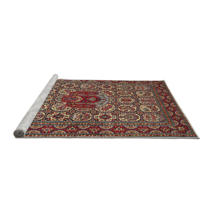 Sideview of Machine Washable Traditional Saffron Red Rug, wshtr1720