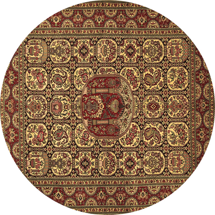 Round Persian Brown Traditional Rug, tr1720brn