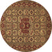 Round Persian Brown Traditional Rug, tr1720brn