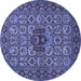 Round Machine Washable Persian Blue Traditional Rug, wshtr1720blu