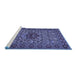 Sideview of Machine Washable Persian Blue Traditional Rug, wshtr1720blu