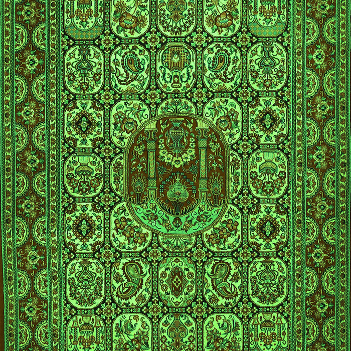 Serging Thickness of Machine Washable Persian Green Traditional Area Rugs, wshtr1720grn