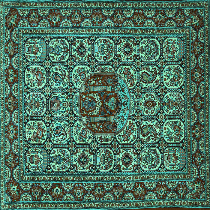 Square Machine Washable Persian Turquoise Traditional Area Rugs, wshtr1720turq