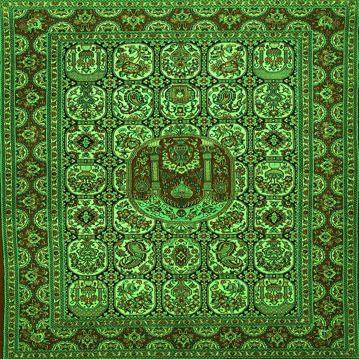 Round Machine Washable Persian Green Traditional Area Rugs, wshtr1720grn