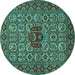 Round Machine Washable Persian Turquoise Traditional Area Rugs, wshtr1720turq