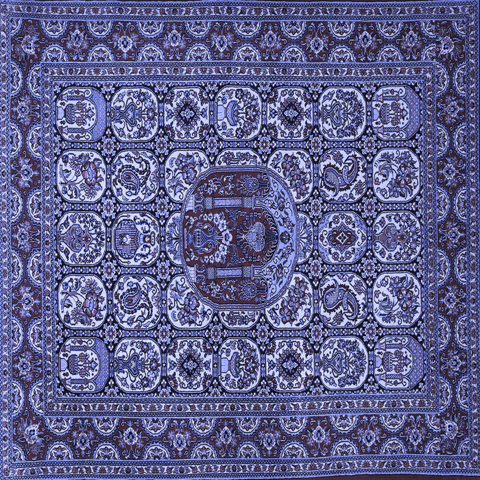 Square Machine Washable Persian Blue Traditional Rug, wshtr1720blu