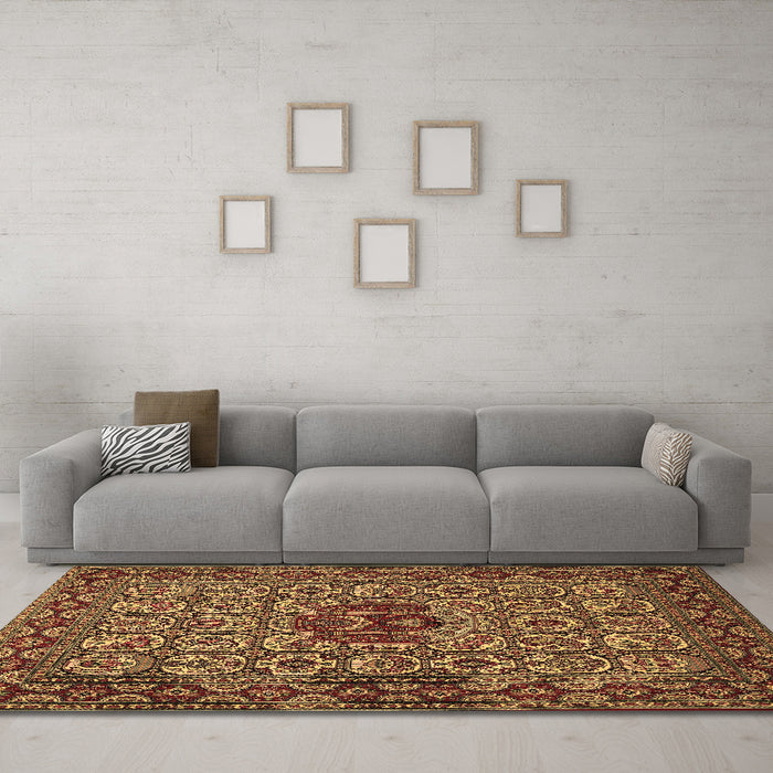 Machine Washable Persian Brown Traditional Rug in a Living Room,, wshtr1720brn