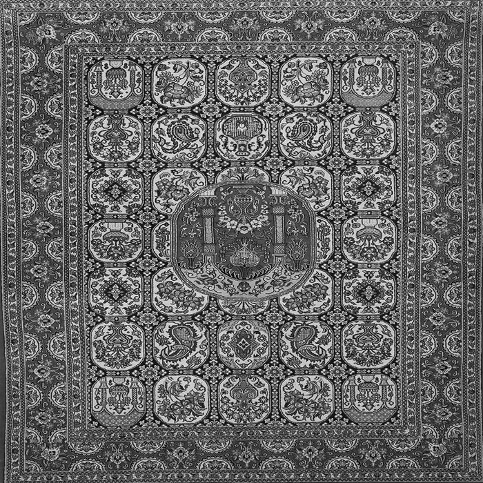 Round Machine Washable Persian Gray Traditional Rug, wshtr1720gry